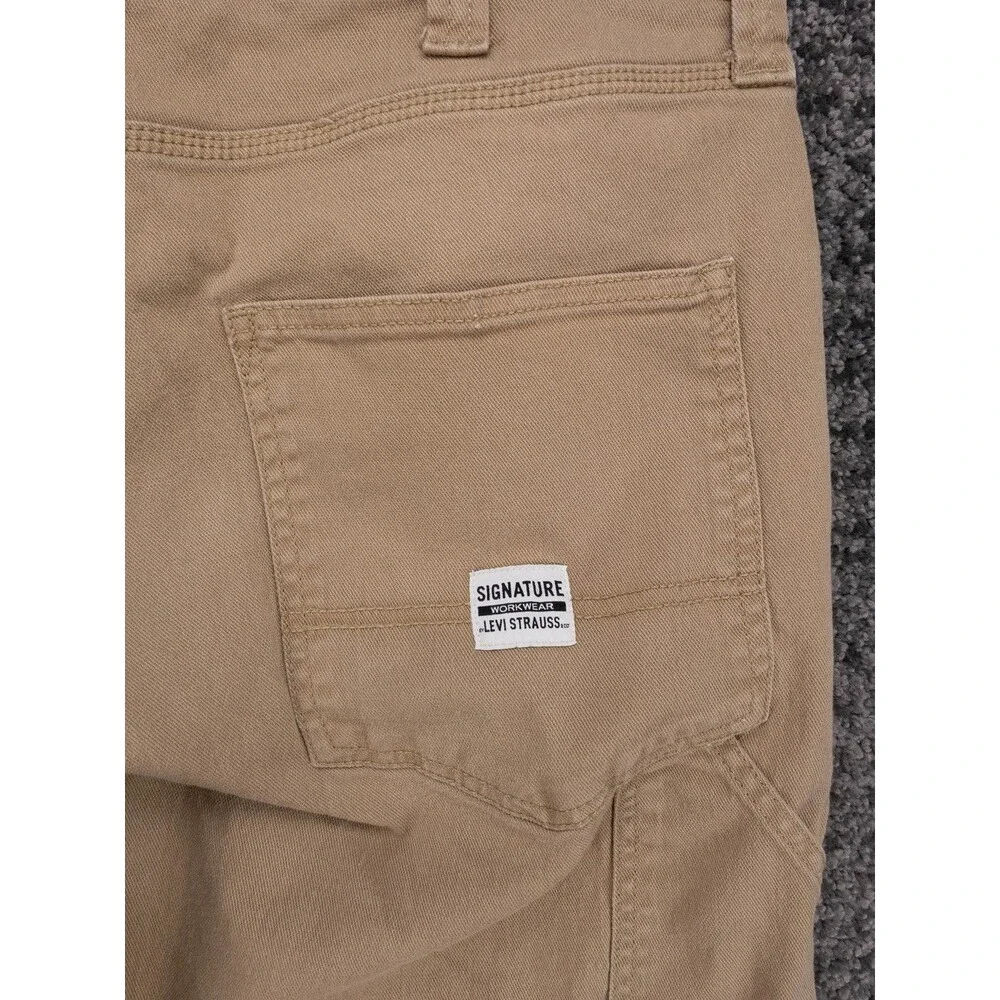 Levis Carpenter Pants Mens 38x30 Tag 38x32 Khaki Signature Levi Strauss Workwear